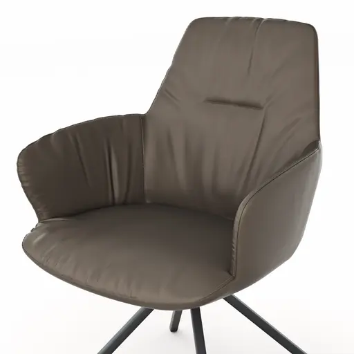 Armlehnstuhl Pegara - Leder, Dunkelbraun