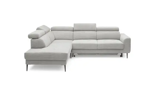 Ecksofa CHARIS - Ecke links, 2-Sitzer inkl. Schlaffunktion und Bettkasten, Microfaser, Silbergrau