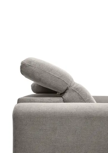Ecksofa MINAO - 1,5-Sitzer mit Longchair rechts, Sitztiefe verstellbar motorisch, Kopfteil verstellbar, Stoff, Truffle