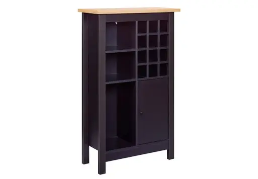 Weinschrank - B ca. 76 cm, Schwarz, Artisan Eiche Nachbildung