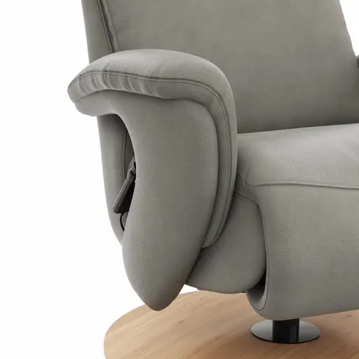 Sessel Tulsa Relax - Größe M, inkl. Fußteil/Rückenlehne verstellbar (motorisch), inkl. Kopfteilverstellung, Leder, Graubeige