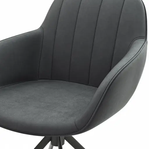 Polsterstuhl Dinner - drehbar, Leder, Anthrazit
