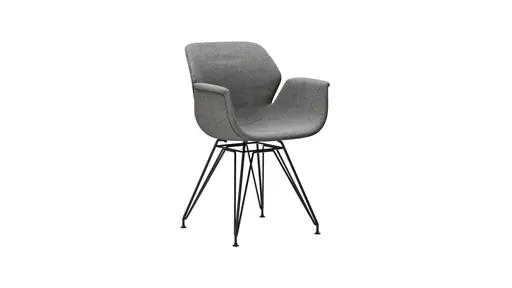 Armlehnstuhl Tooon - Stoff Grau, Gestell Metall, Schwarz