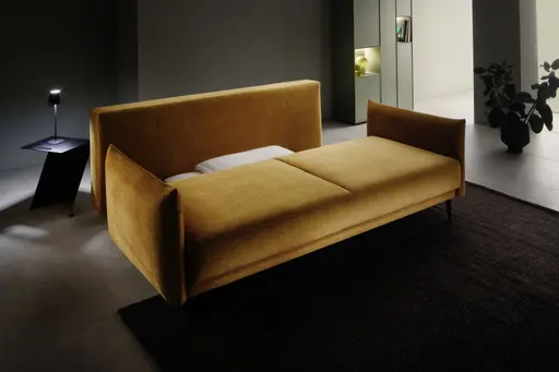 Schlafsofa Nettuno - 3-Sitzer, inkl. Schlaffunktion, Velour, Senfgelb