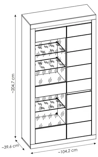 Vitrine - mit Beleuchtung, B ca. 104 cm, Kaschmir, Stone Eiche Nachbildung