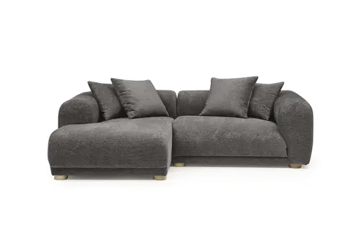 Ecksofa - Longchair links mit 2-Sitzer, Stoff, Taupe