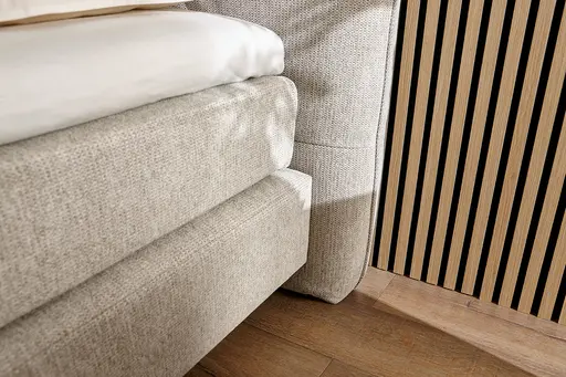 Boxspringbett Alpin - Liegefläche ca. 180x200 cm, Stoff, Graubeige