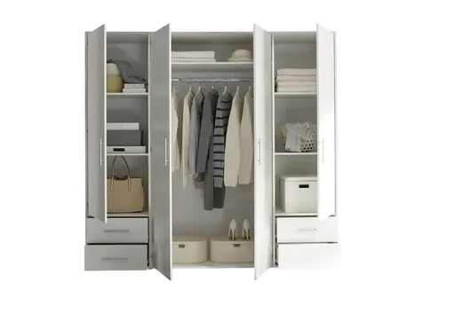 Drehtürenschrank- B ca. 206 cm, Weiß