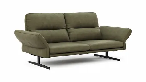 Sofa Alexander - 3-Sitzer inkl. Kopfstütze/Armlehne verstellbar, Leder, Olive