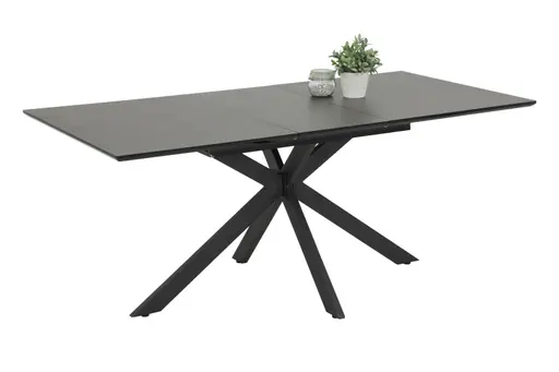 Esstisch - ausziehbar, LB ca. 140x90 cm, Keramikoptik, Anthrazit, Schweizer Kante