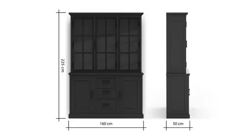 Buffetschrank Litchfield Metal - Graphit, Non-Antique / Metal, Black