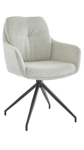 Armlehnstuhl Inke - Drehbar, Boucle, Hellgrau