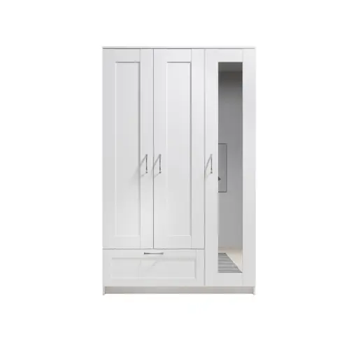 Drehtürenschrank- B ca. 117 cm, Weiß, Spiegel