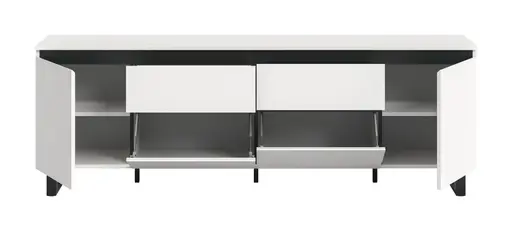 Lowboard - B ca. 188 cm, Weiß, Schwarz