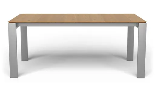 Esstisch 3400 - LB ca. 180x100 cm, ausziehbar, Asteiche massiv, 4-Fuss, Edelstahl