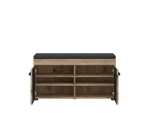 Garderobenbank- Eiche Dekor, Dunkelgrau, inkl. Sitzkissen