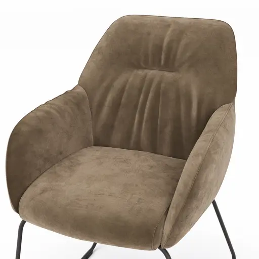 Armlehnstuhl Noli - Stoff, Sand, Kufe