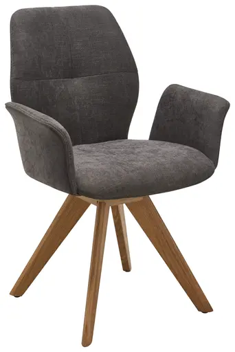 Armlehnstuhl Dinner - drehbar, Stoff, Dunkelbraun