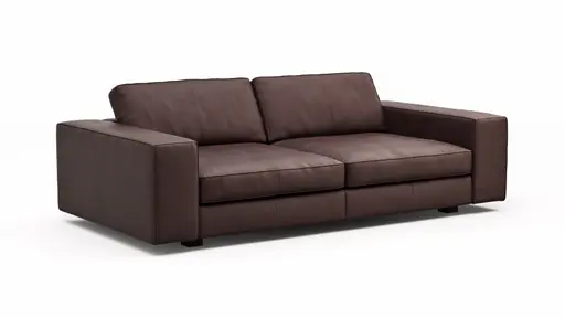 Sofa Aprino 1 - 3,5-Sitzer XL, Dickleder, Dunkelbraun, Armlehne Block breit
