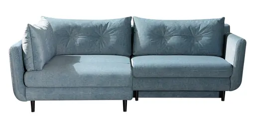 Ecksofa - mit Ottomane links, Schlaffunktion mit Bettkasten, Stoff, Petrol