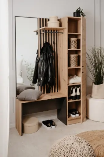 Kompaktgarderobe - Artisan Eiche Nachbildung, Anthrazit