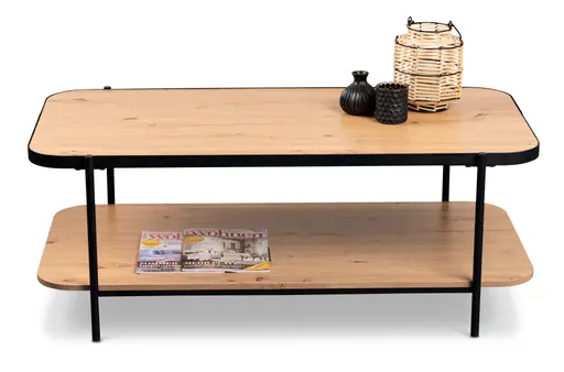 Couchtisch - LB ca. 120x64 cm, Artisan Eiche Nachbildung, Schwarz