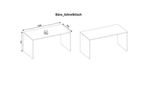 Schreibtisch - LB ca. 150x75 cm, Sonoma Eiche Nachbildung