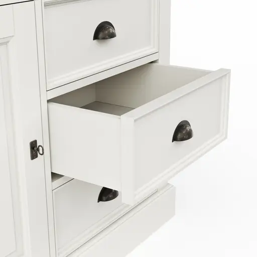 Highboard Louisiana - teilmassiv, Weiß