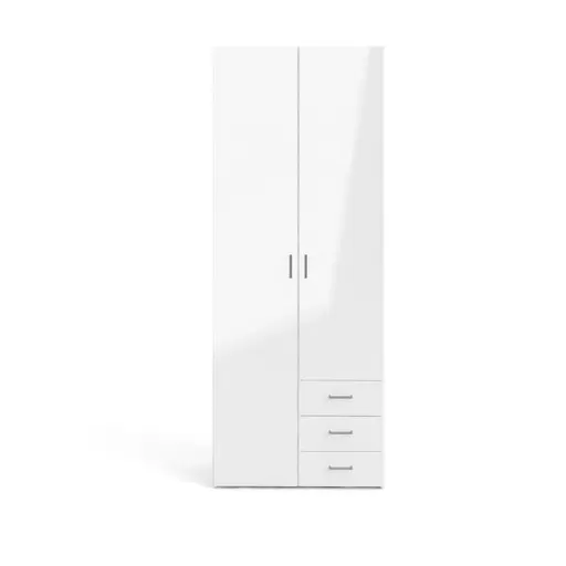 Drehtürenschrank- B ca. 78 cm, Weiß, Hochglanz