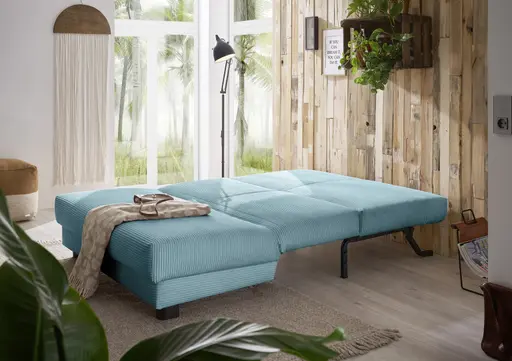  Schlafsofa EASY Optik A - 2-Sitzer ohne Armlehne, 140 cm inkl. Schlaffunktion, Cord, Türkis