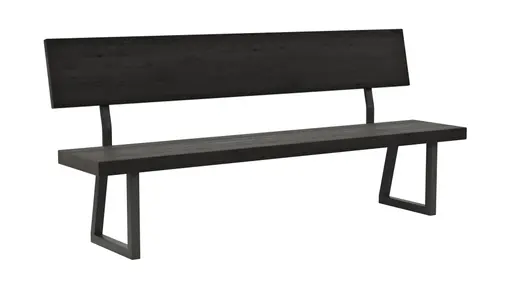 Holzbank Clifton - mit Rückenlehne, Breite ca. 200cm, Zerreiche massiv, smoked