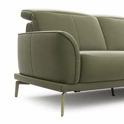 Sofa Amadena - 2-Sitzer inkl. Relaxfunktion motorisch und Kopfteil verstellbar, Leder, Olive
