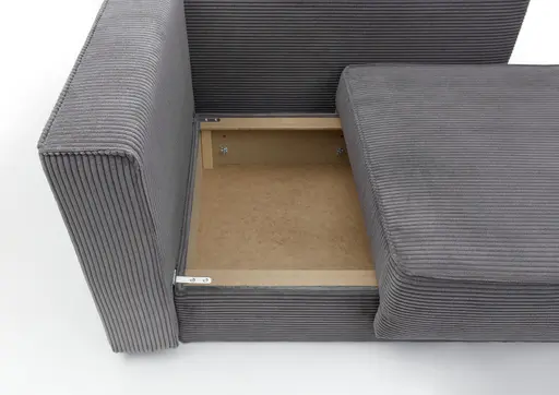 Recamiere JADYN - inkl. Schlaffunktion mit Bettkasten, Stoff, Grau