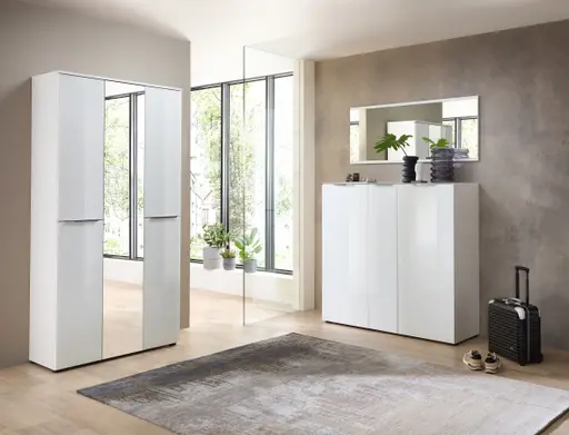 Schuhschrank - B ca. 136 cm, Weiß