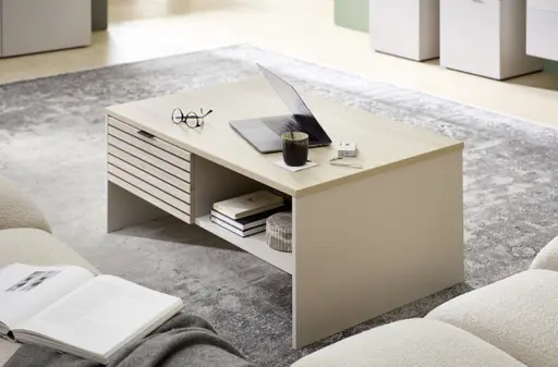 Couchtisch - LB ca. 110x65 cm, Kaschmir, Riva Eiche Nachbildung