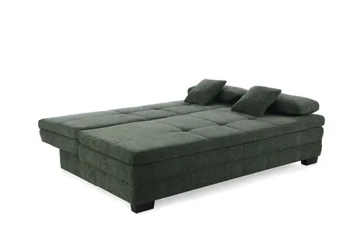 Sofa JONAH - 2-Sitzer inkl. Schlaffunktion und Bettkasten, Stoff, Dunkelgrün