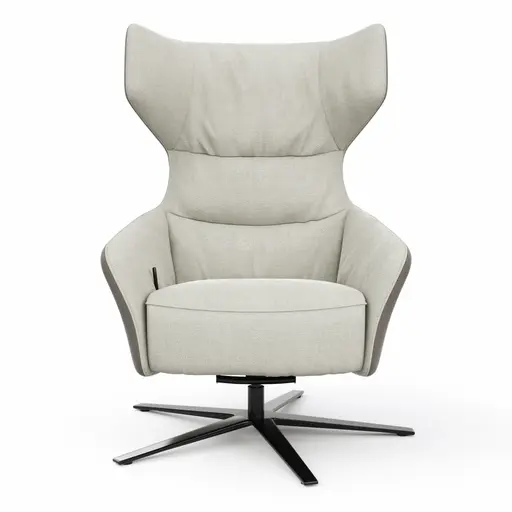 Drehsessel Houston Relax - Größe M, inkl. Relaxfunktion + Gasdruckfeder, Stoff, außen Taupe/innen Natur