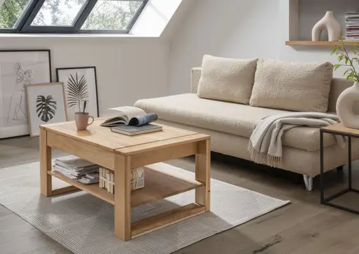 Couchtisch - höhenverstellbar, LB ca. 100x65 cm, Eiche Massiv