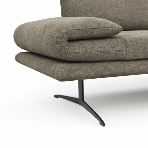 Ecksofa Lucero - 2-Sitzer mit Longchair rechts, Stoff, Olivgrün