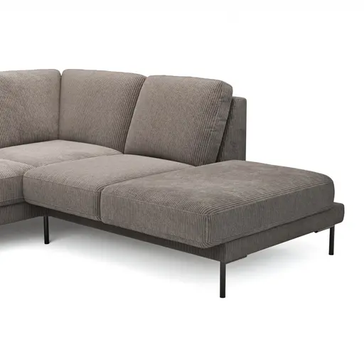 Ecksofa Rockport A - 2,5-Sitzer mit Ecke rechts, inkl. Sitzauszug (motorisch) und Armlehne klappbar, Stoff, Braun