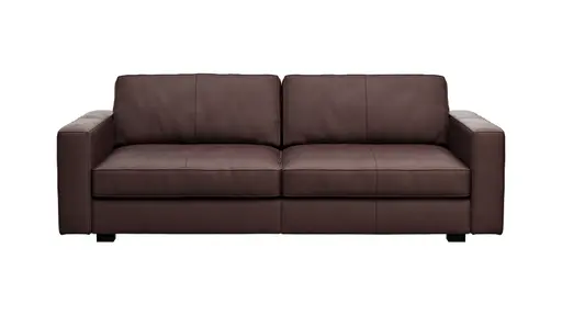  Sofa Aprino 2 - 3,5-Sitzer L, Dickleder, Dunkelbraun, Armlehne Block schmal
