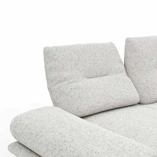 Ecksofa Lucero 2.0 - 2-Sitzer mit Longchair rechts inkl. Rückenlehne verstellbar, Stoff, Offwhite
