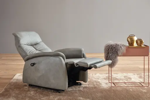 Fernsehsessel EM Bonn - Relaxfunktion (4-motorisch), Leder, Grau