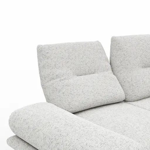 Sofa Lucero 2.0 - 2-Sitzer klein inkl. Drehsitz, Rollout-Armlehne und Sitztiefe verstellbar, Stoff, Offwhite