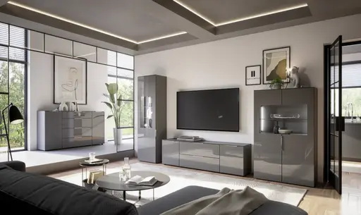 Vitrine- inkl. LED-Beleuchtung, Anthrazit