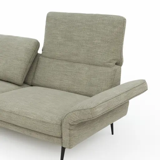 Ecksofa Estrela - Ecke links mit 2,5-Sitzer inkl. Rücken-/Armlehne verstellbar, Stoff, Olive