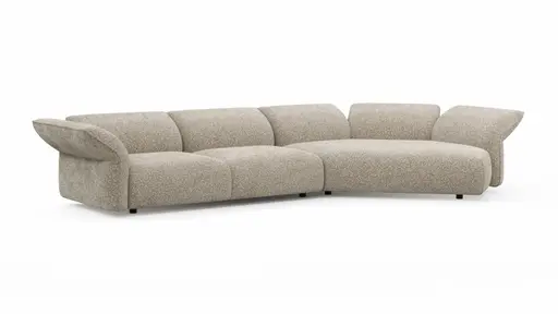 Trapezsofa Motone - 2-Sitzer mit Ecke rechts, Stoff, Beige