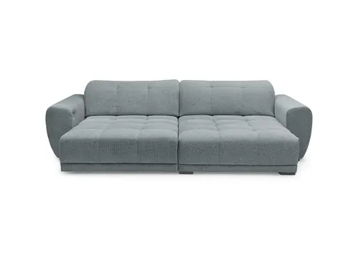 Ecksofa -2-Sitzer mit Longchair rechts, Kopfteil verstellbar, Sitztiefe verstellbar motorisch, Stoff, Eisblau