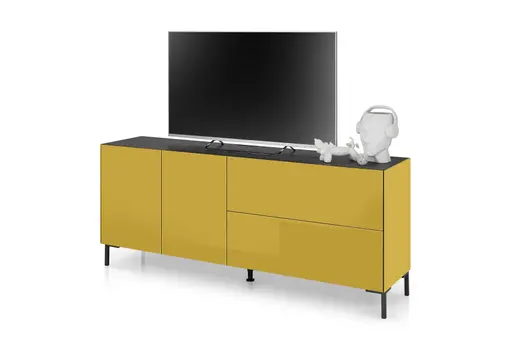 Lowboard - B ca. 181 cm, Goldgelb, Keramikoptik