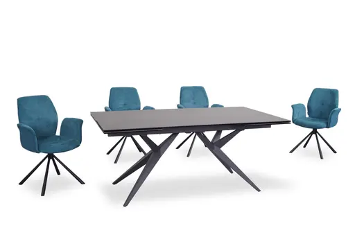 Armlehnstuhl MANOA - drehbar, Stoff, Petrol